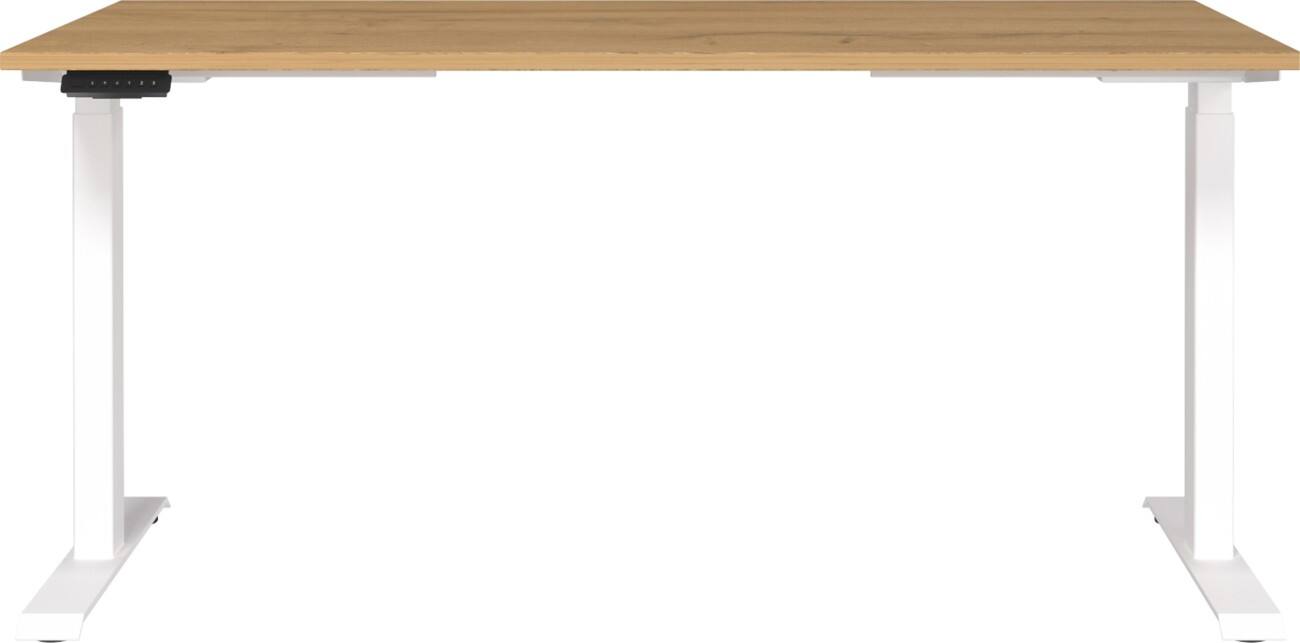 Bureau assis-debout GERMANIA Hauteur ajustable électriquement Rectangulaire Imitation chêne Grandson Piètement en T 1600 (l) x 800 (p) x 1200 (h) mm Aggloméré, Métal