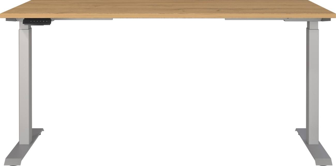 Bureau assis-debout GERMANIA Hauteur ajustable électriquement Rectangulaire Imitation chêne Grandson Piètement en T 1600 (l) x 800 (p) x 1200 (h) mm Aggloméré, Métal