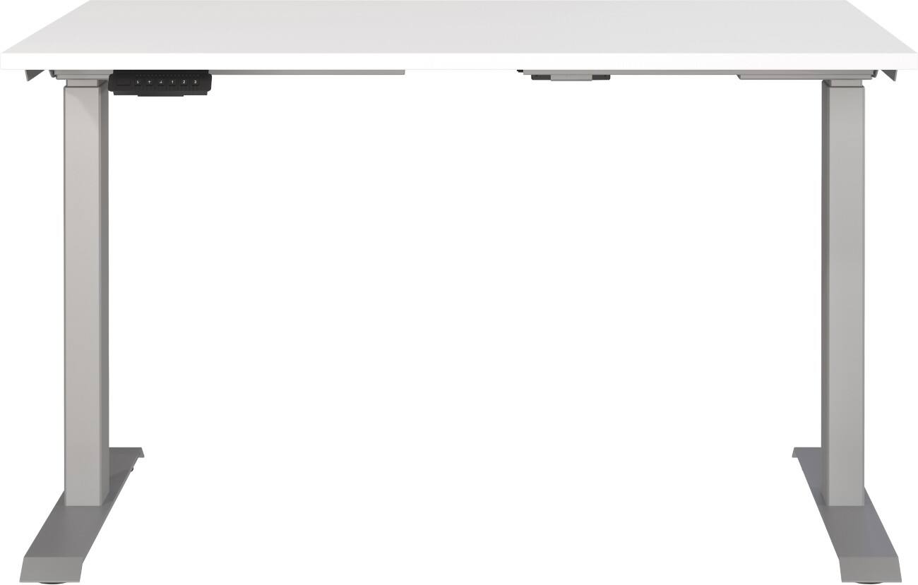 Bureau assis-debout GERMANIA Hauteur ajustable électriquement Rectangulaire Blanc Piètement en T 1200 (l) x 800 (p) x 1200 (h) mm Aggloméré, Métal