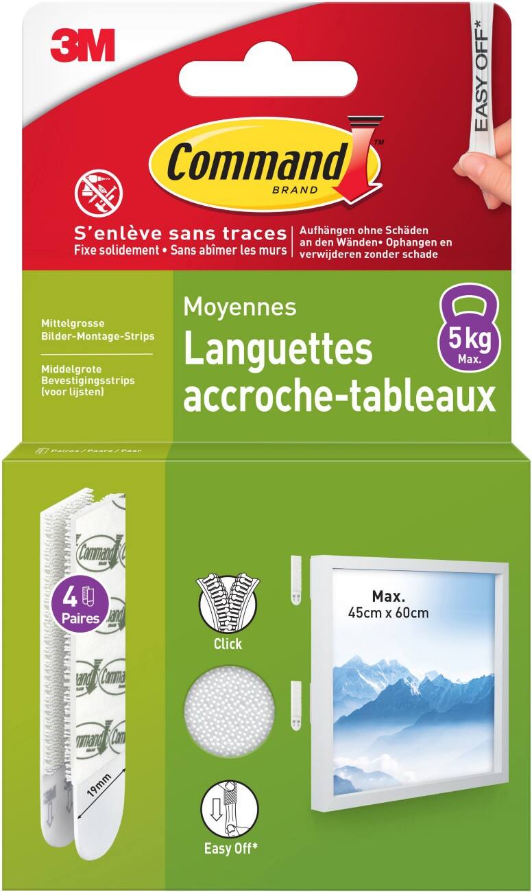Command Posterstrips 17204WHI Wit 14 mm (B) x 0,044 m (L) Kunststof, Schuim 4 stuks