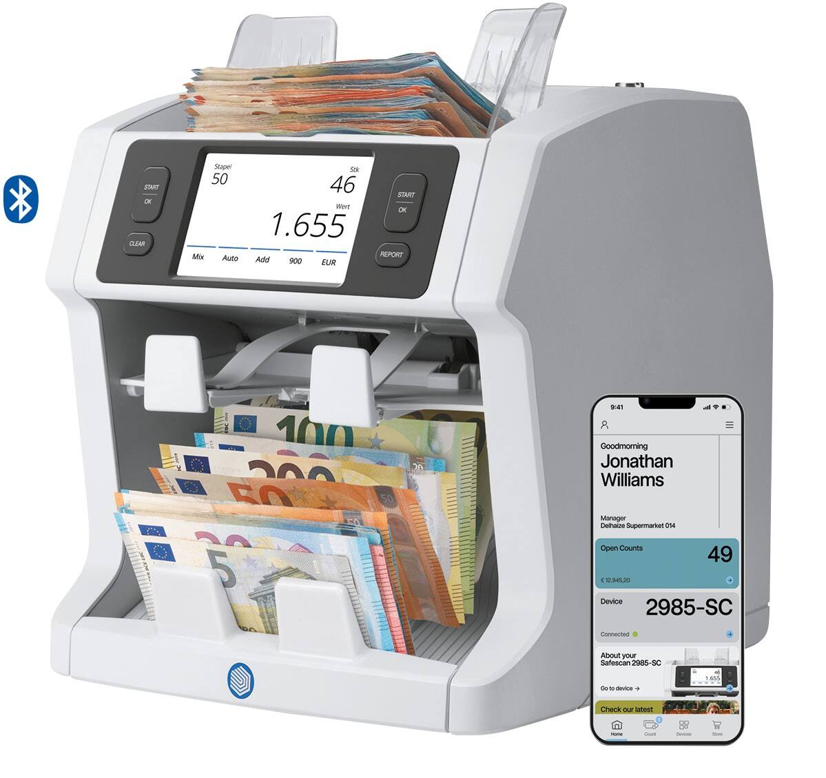 Compteuse de billets Safescan Avec vérification contrefaçon Gris