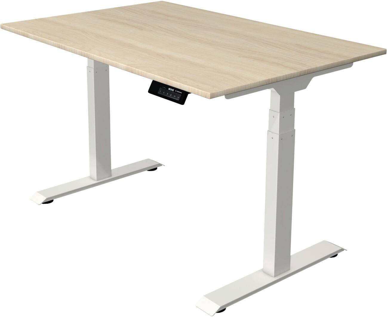 Bureau assis-debout Kerkmann Hauteur ajustable électriquement Rectangulaire Piètement en T 1200 (l) x 800 (p) x 1270 (h) mm Acier, Aggloméré, Mélamine