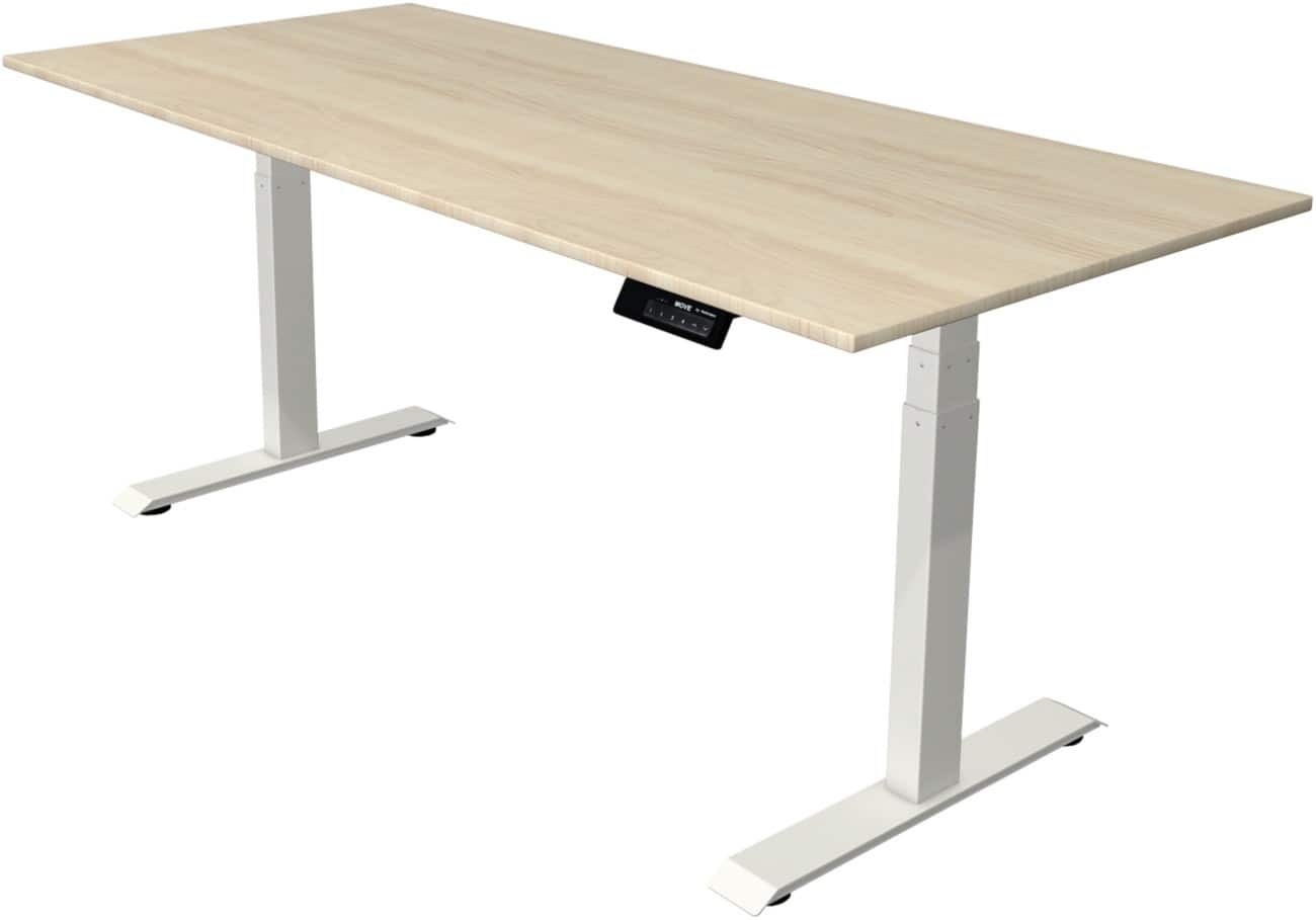 Bureau assis-debout Kerkmann Hauteur ajustable électriquement Rectangulaire Piètement en T 1800 (l) x 800 (p) x 1270 (h) mm Acier, Aggloméré, Mélamine