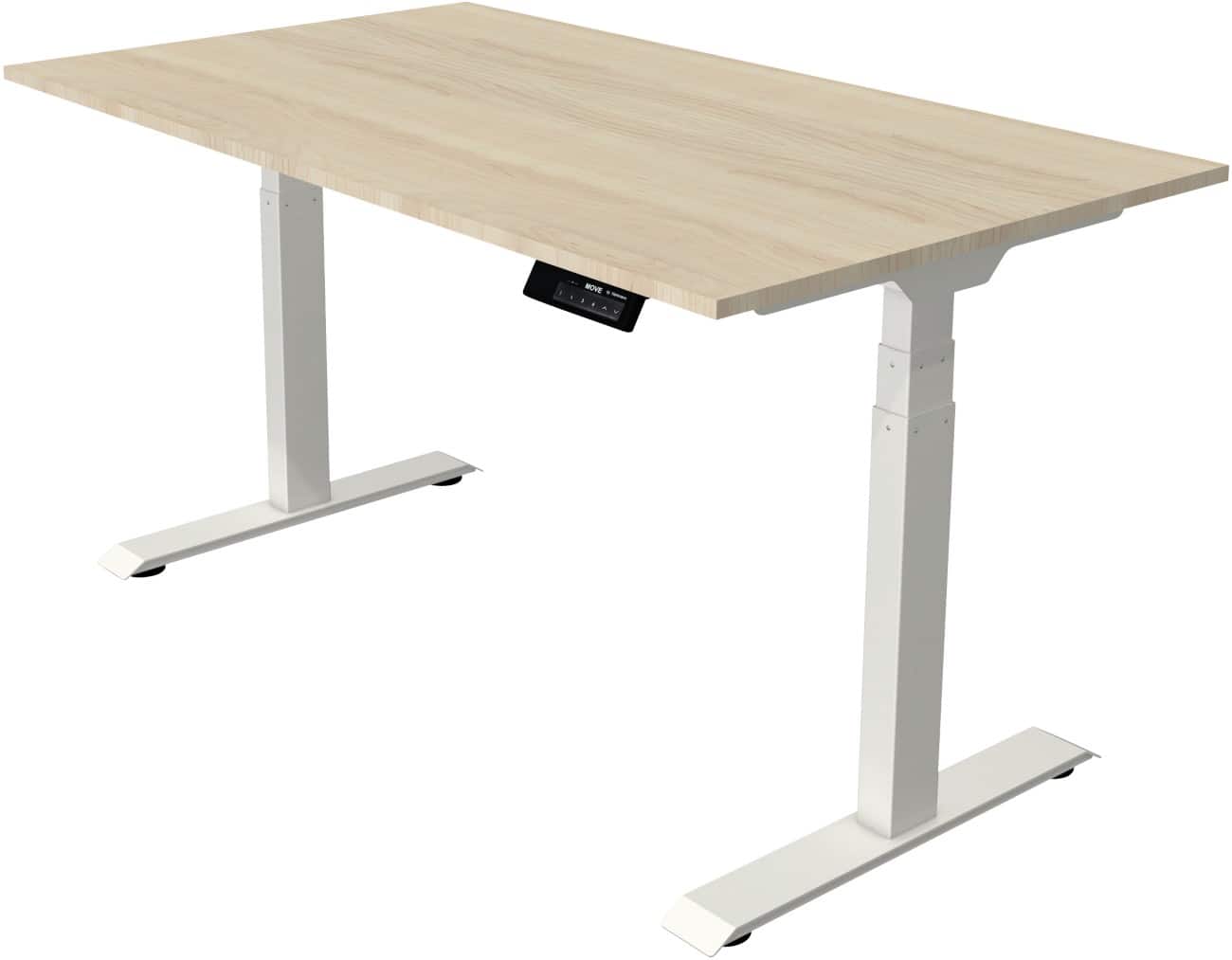 Kerkmann Elektrisch hoogteverstelbaar Zit-sta-bureau Rechthoekig T-voet 1,400(B) x 800 (D) x 1,270 (H) mm Melamine, Spaanplaat, Staal