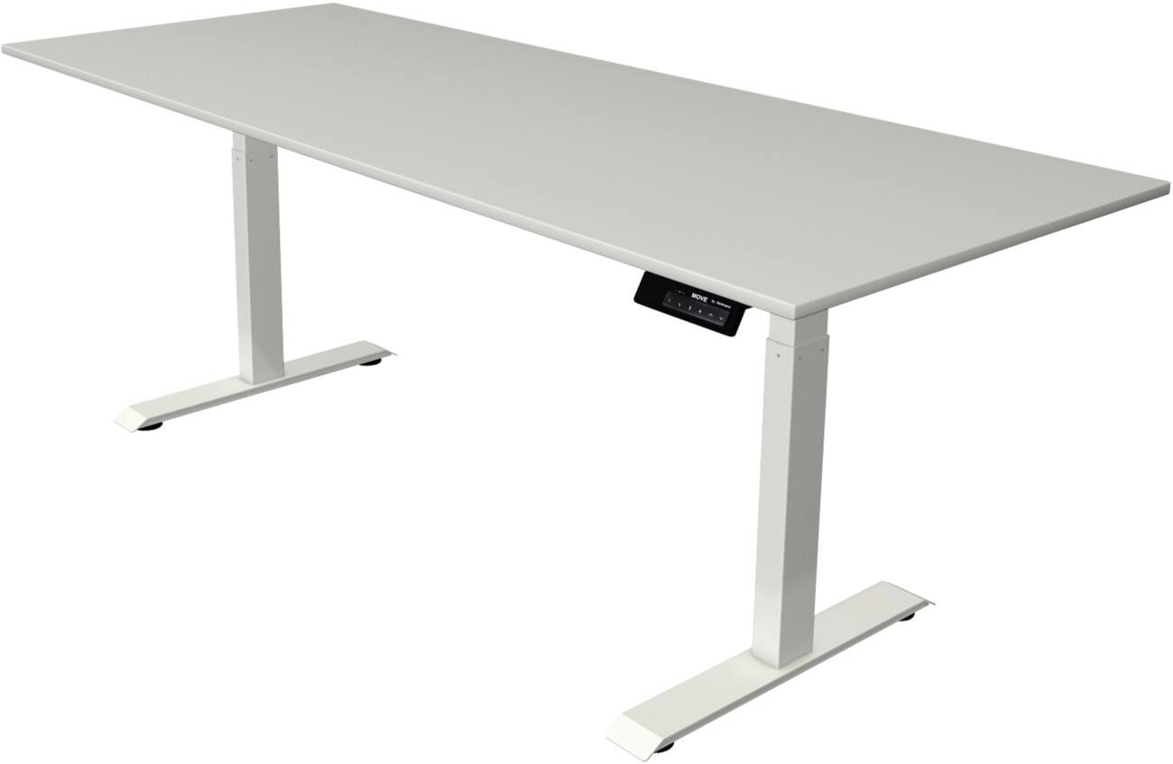 Bureau assis-debout Kerkmann Hauteur ajustable électriquement Rectangulaire Piètement en T 2000 (l) x 800 (p) x 1270 (h) mm Acier, Aggloméré, Mélamine