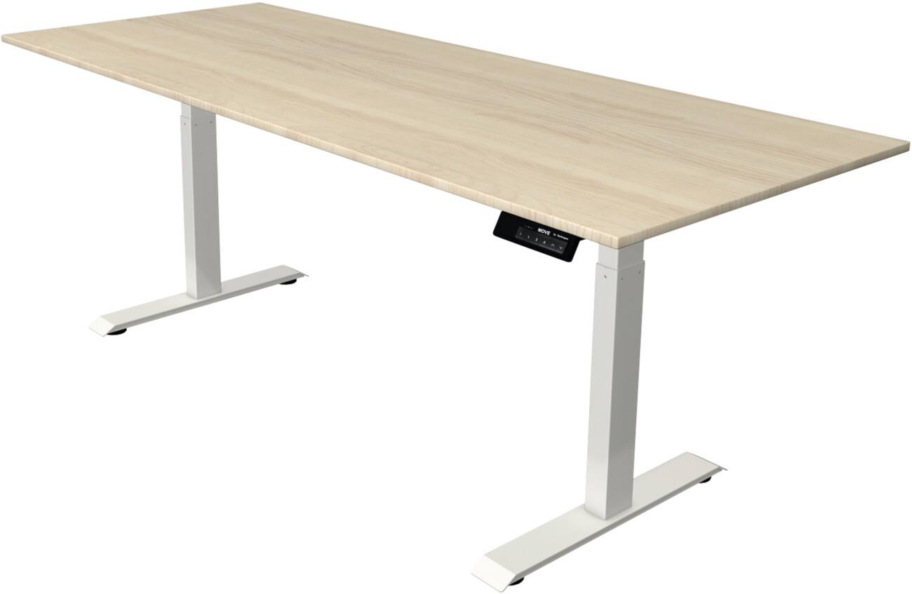 Bureau assis-debout Kerkmann Hauteur ajustable électriquement Rectangulaire Piètement en T 2000 (l) x 800 (p) x 1270 (h) mm Acier, Aggloméré, Mélamine