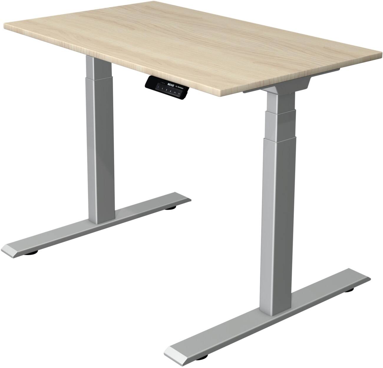 Bureau assis-debout Kerkmann Hauteur ajustable électriquement Rectangulaire Piètement en T 1000 (l) x 600 (p) x 1270 (h) mm Acier, Aggloméré, Mélamine