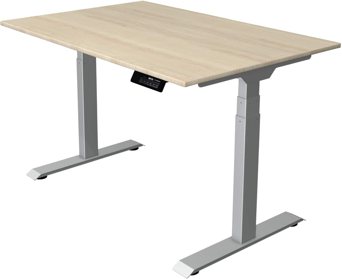 Bureau assis-debout Kerkmann Hauteur ajustable électriquement Rectangulaire Piètement en T 1200 (l) x 800 (p) x 1270 (h) mm Acier, Aggloméré, Mélamine