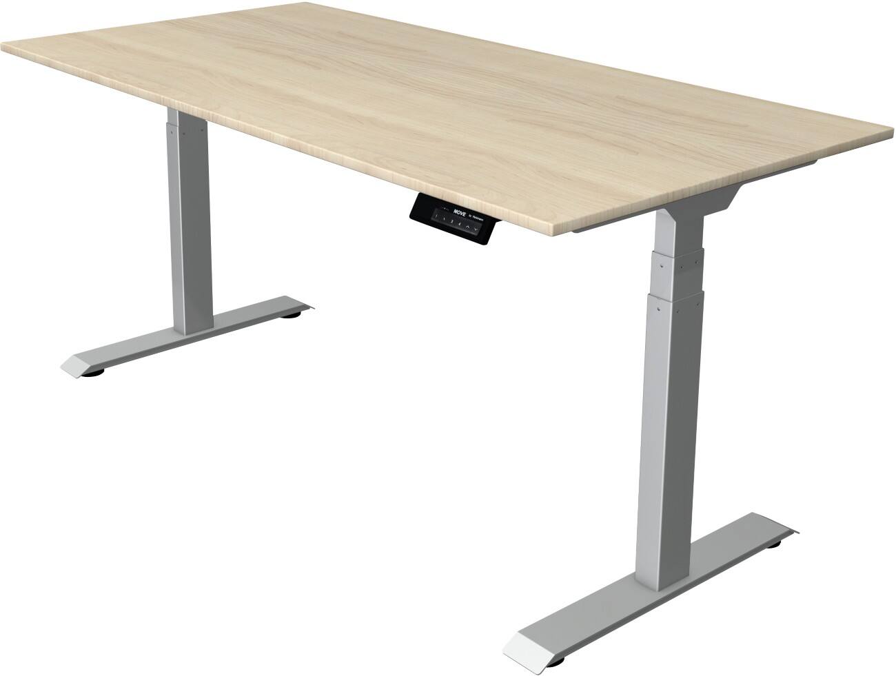 Bureau assis-debout Kerkmann Hauteur ajustable électriquement Rectangulaire Piètement en T 1600 (l) x 800 (p) x 1270 (h) mm Acier, Aggloméré, Mélamine