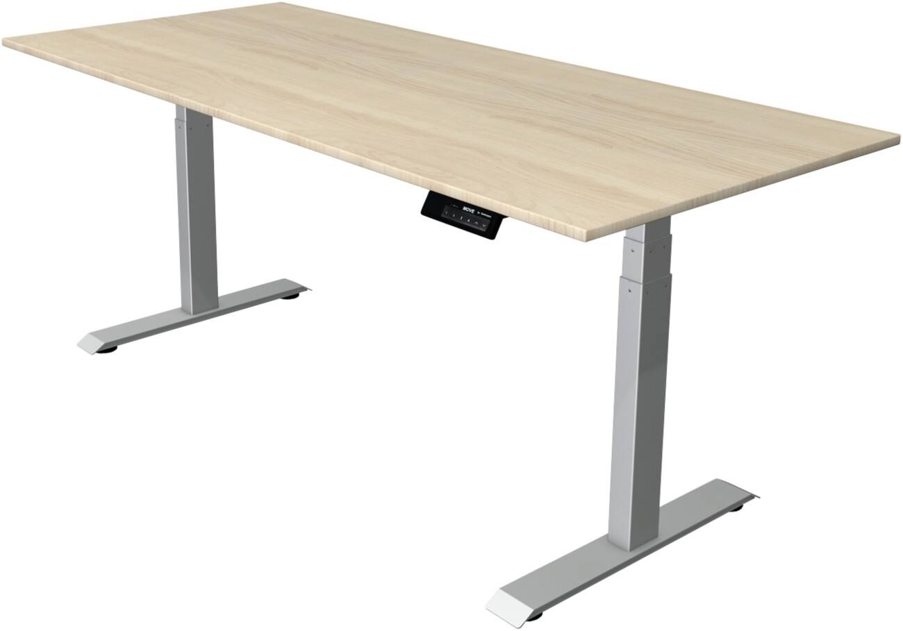 Bureau assis-debout Kerkmann Hauteur ajustable électriquement Rectangulaire Piètement en T 1800 (l) x 800 (p) x 1270 (h) mm Acier, Aggloméré, Mélamine