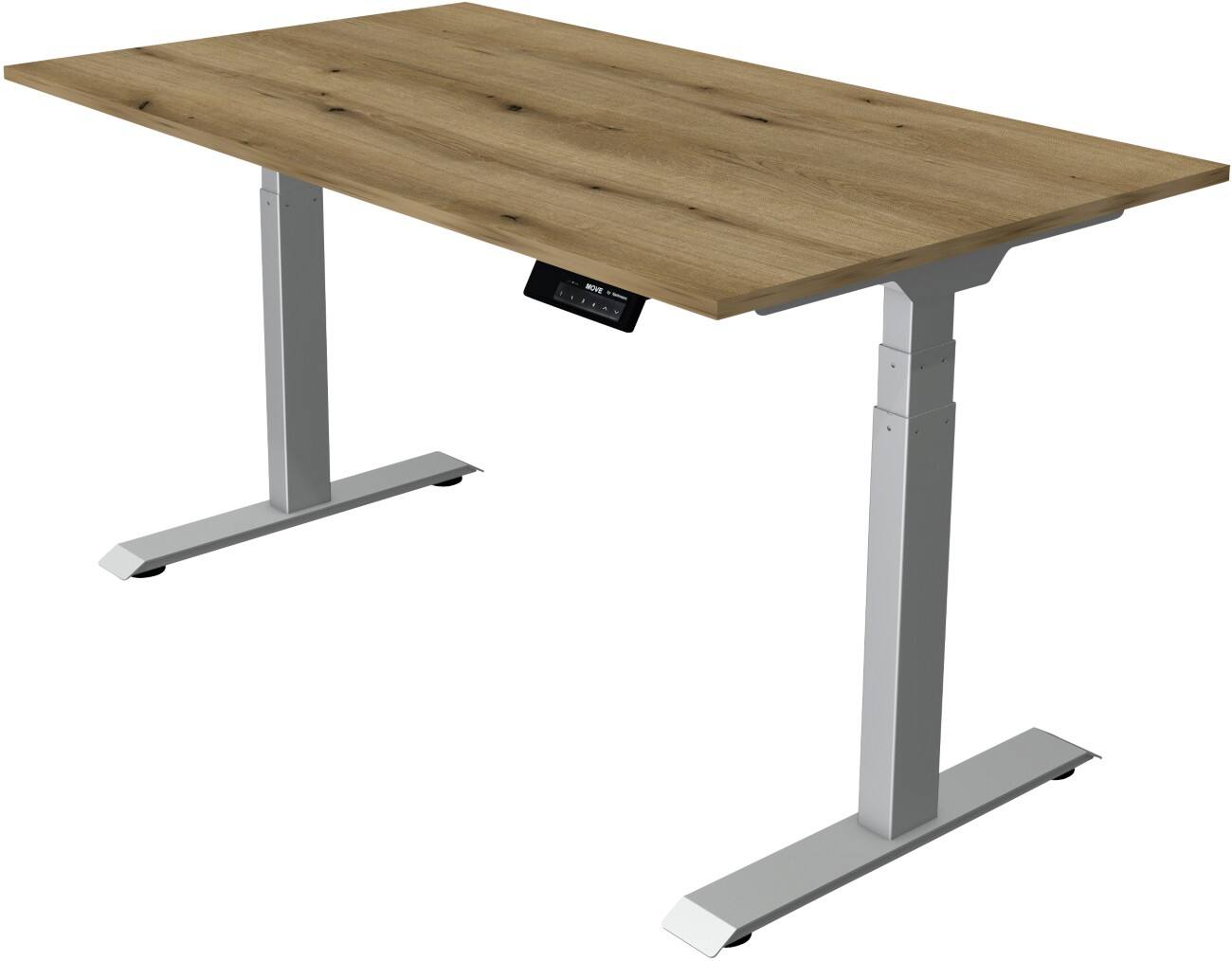 Bureau assis-debout Kerkmann Hauteur ajustable électriquement Rectangulaire Piètement en T 1400 (l) x 800 (p) x 1270 (h) mm Acier, Aggloméré, Mélamine