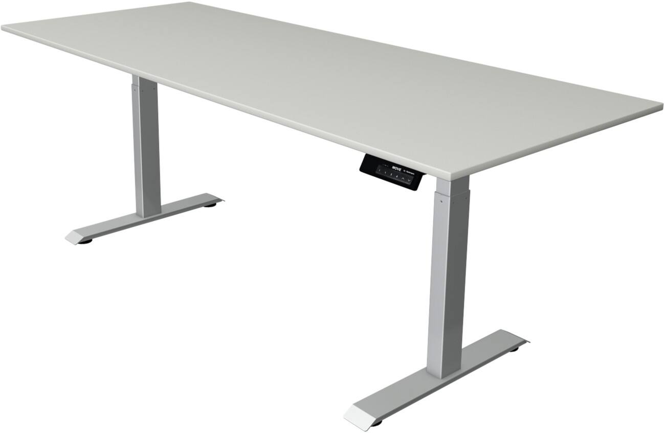 Bureau assis-debout Kerkmann Hauteur ajustable électriquement Rectangulaire Piètement en T 2000 (l) x 800 (p) x 1270 (h) mm Acier, Aggloméré, Mélamine
