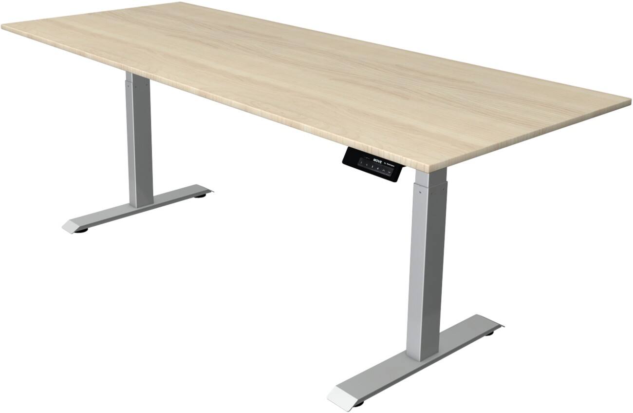 Bureau assis-debout Kerkmann Hauteur ajustable électriquement Rectangulaire Piètement en T 2000 (l) x 800 (p) x 1270 (h) mm Acier, Aggloméré, Mélamine
