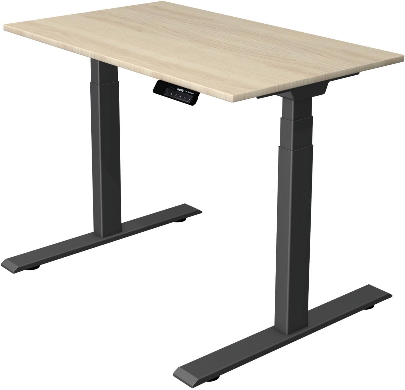 Bureau assis-debout Kerkmann Hauteur ajustable électriquement Rectangulaire Piètement en T 1000 (l) x 600 (p) x 1270 (h) mm Acier, Aggloméré, Mélamine