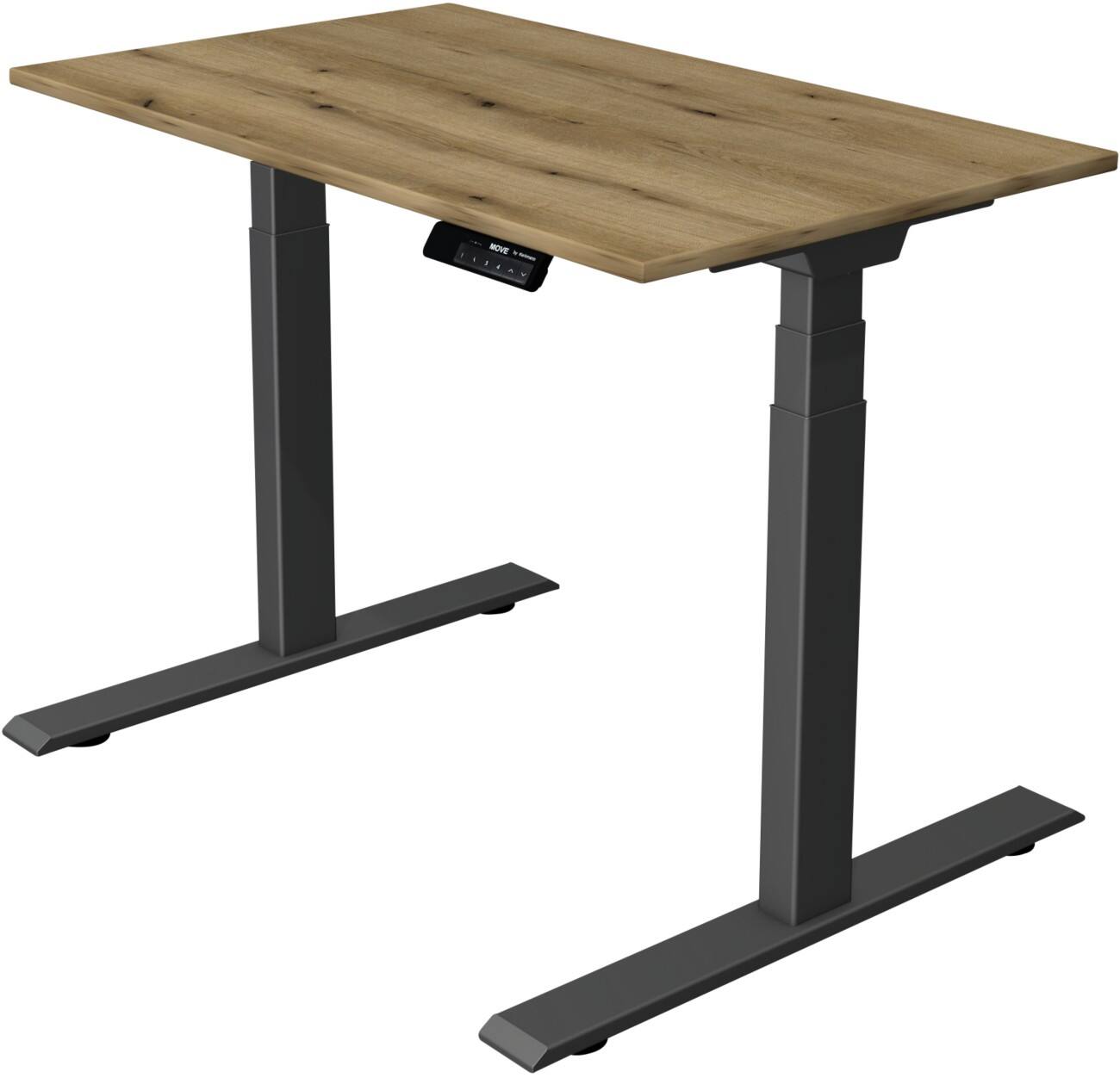 Bureau assis-debout Kerkmann Hauteur ajustable électriquement Rectangulaire Piètement en T 1000 (l) x 600 (p) x 1270 (h) mm Acier, Aggloméré, Mélamine