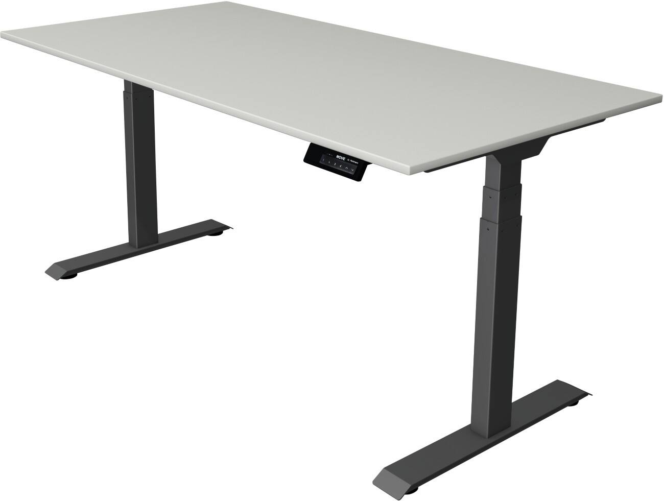 Kerkmann Elektrisch hoogteverstelbaar Zit-sta-bureau Rechthoekig T-voet 1,600(B) x 800 (D) x 1,270 (H) mm Melamine, Spaanplaat, Staal