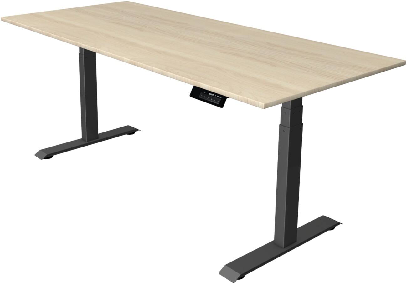 Bureau assis-debout Kerkmann Hauteur ajustable électriquement Rectangulaire Piètement en T 1800 (l) x 800 (p) x 1270 (h) mm Acier, Aggloméré, Mélamine