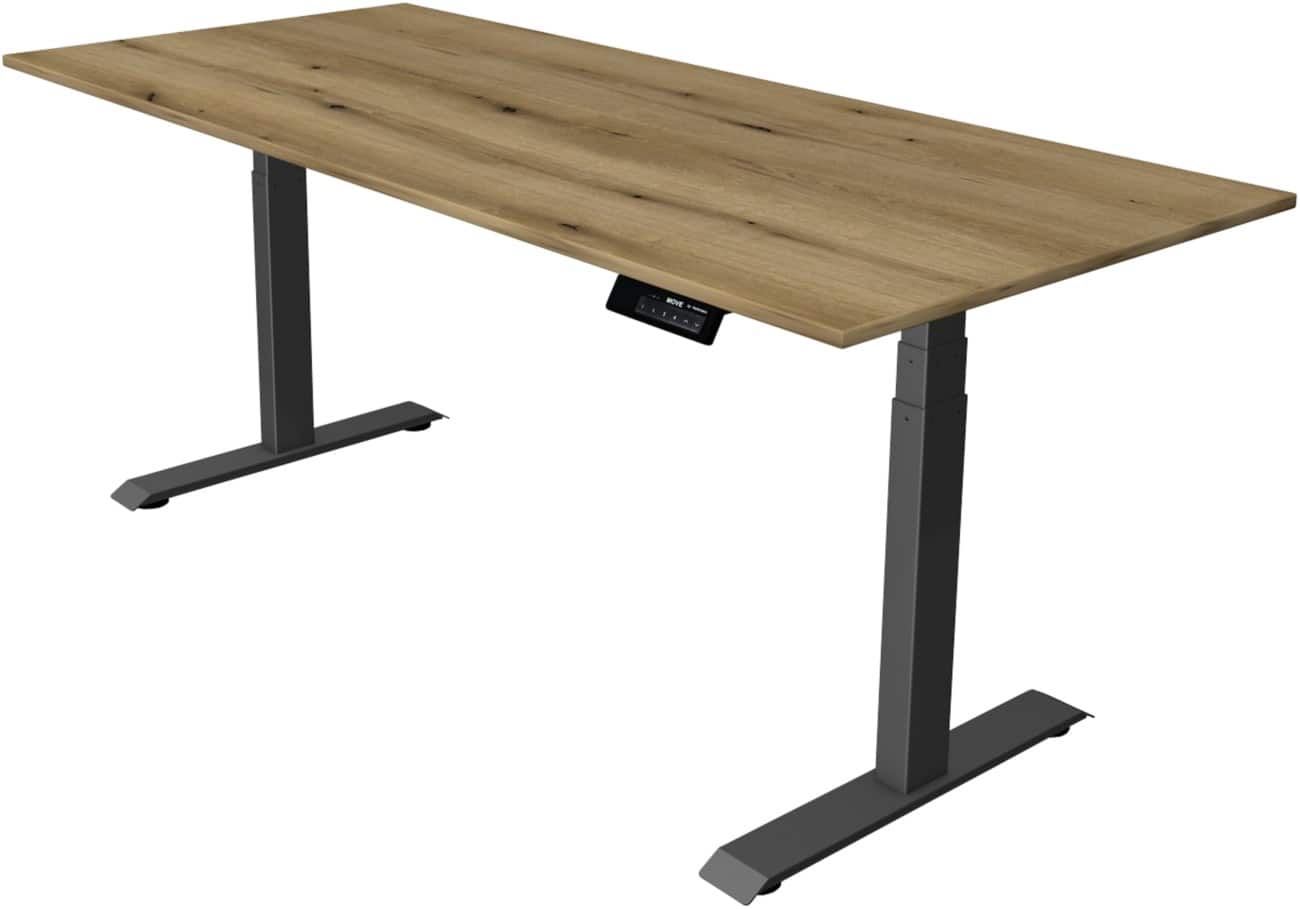 Kerkmann Elektrisch hoogteverstelbaar Zit-sta-bureau Rechthoekig T-voet 1,800(B) x 800 (D) x 1,270 (H) mm Melamine, Spaanplaat, Staal