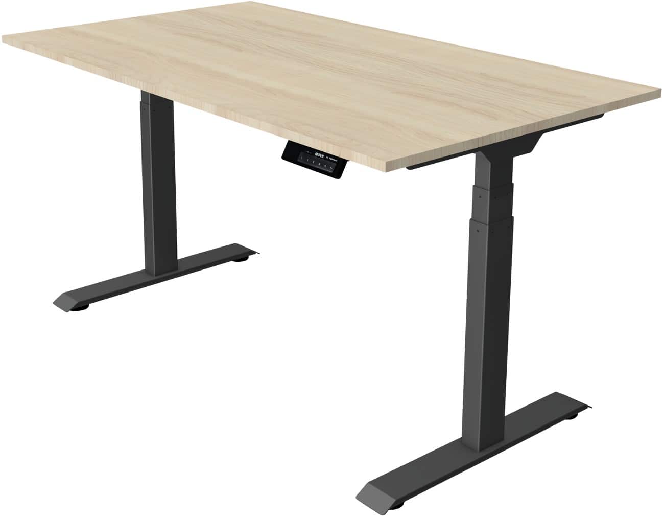 Bureau assis-debout Kerkmann Hauteur ajustable électriquement Rectangulaire Piètement en T 1400 (l) x 800 (p) x 1270 (h) mm Acier, Aggloméré, Mélamine
