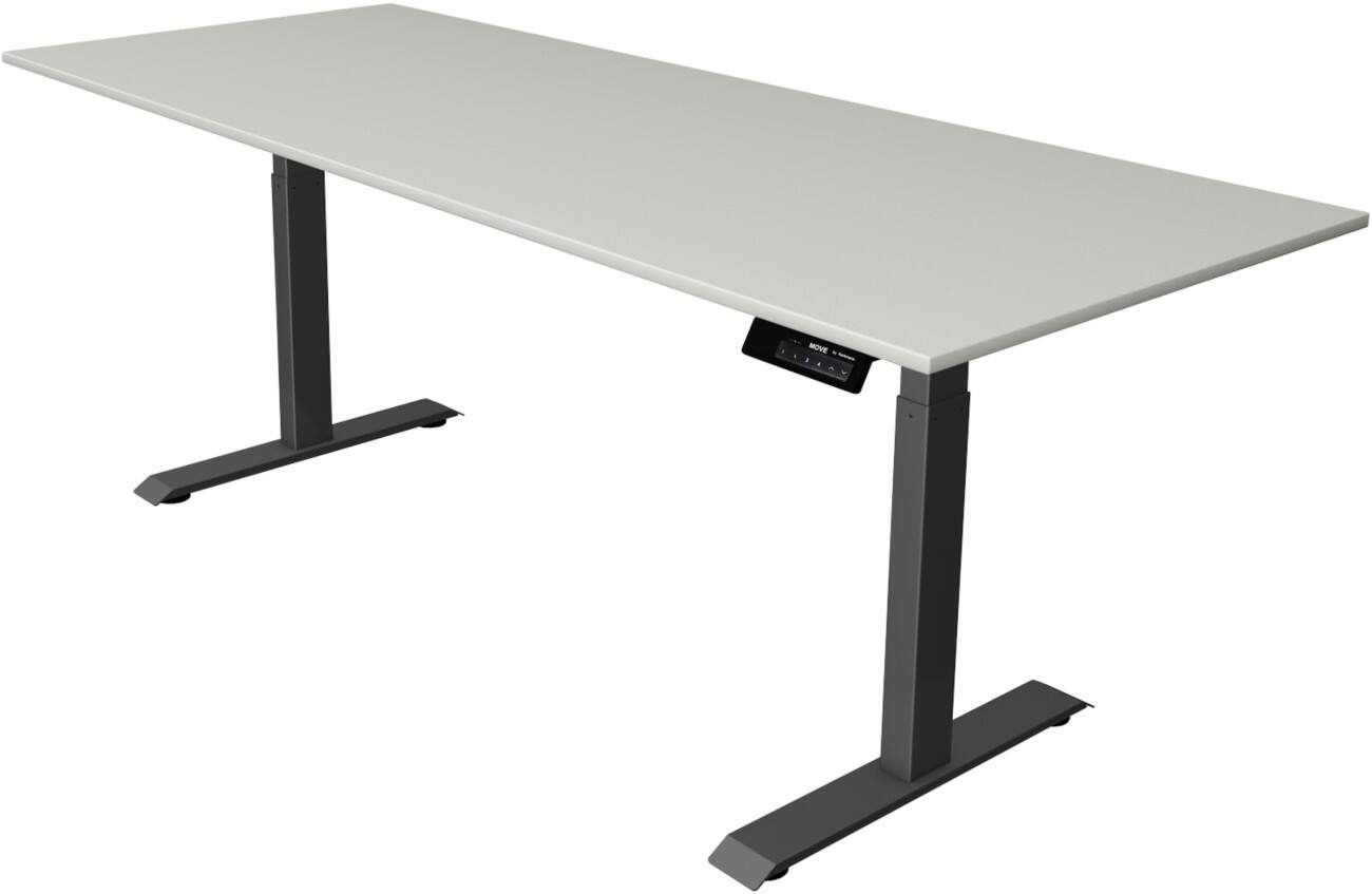 Bureau assis-debout Kerkmann Hauteur ajustable électriquement Rectangulaire Piètement en T 2000 (l) x 800 (p) x 1270 (h) mm Acier, Aggloméré, Mélamine