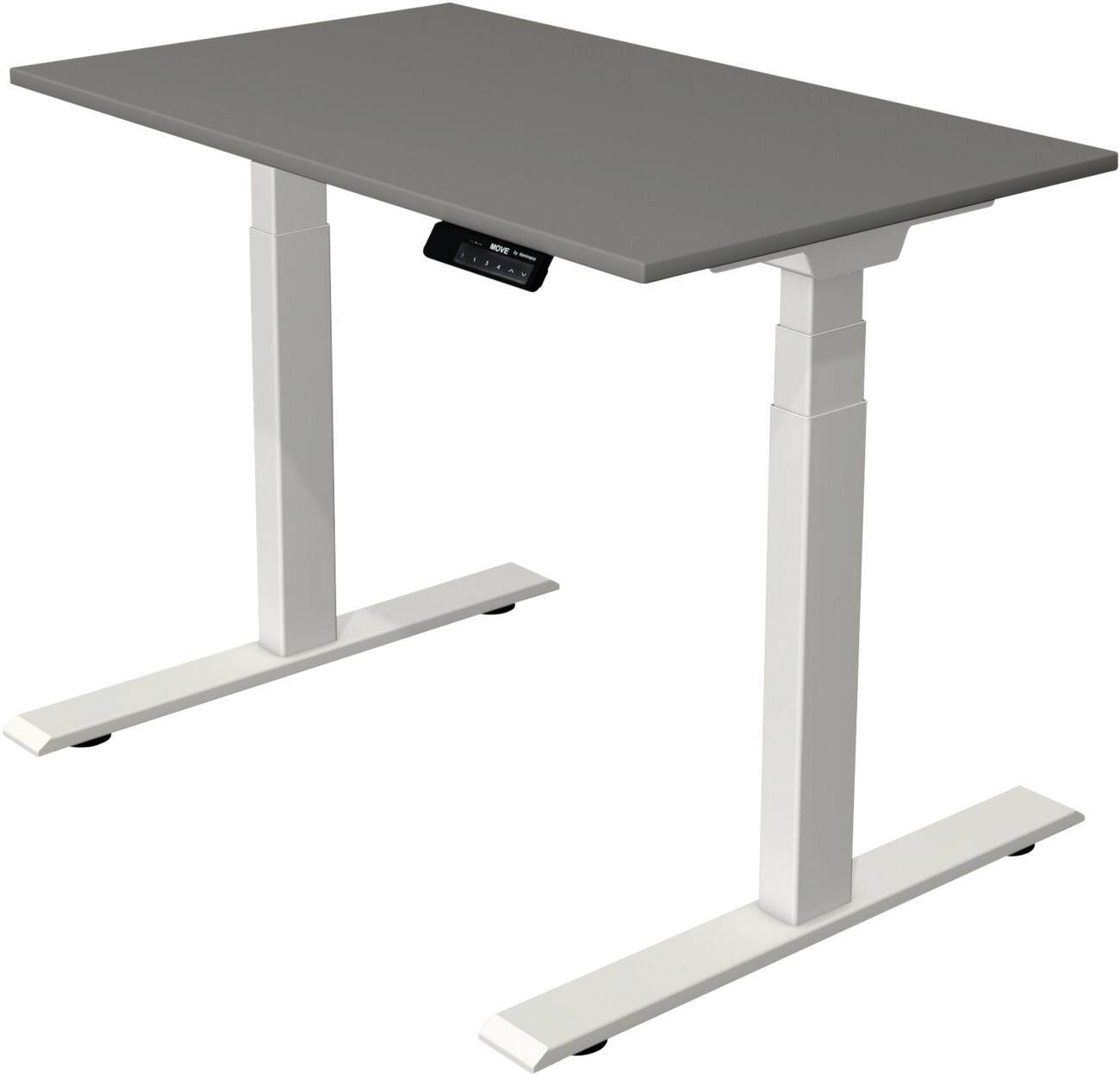 Kerkmann Elektrisch hoogteverstelbaar Zit-sta-bureau Rechthoekig T-voet 1,000(B) x 600 (D) x 1,270 (H) mm Melamine, Spaanplaat, Staal