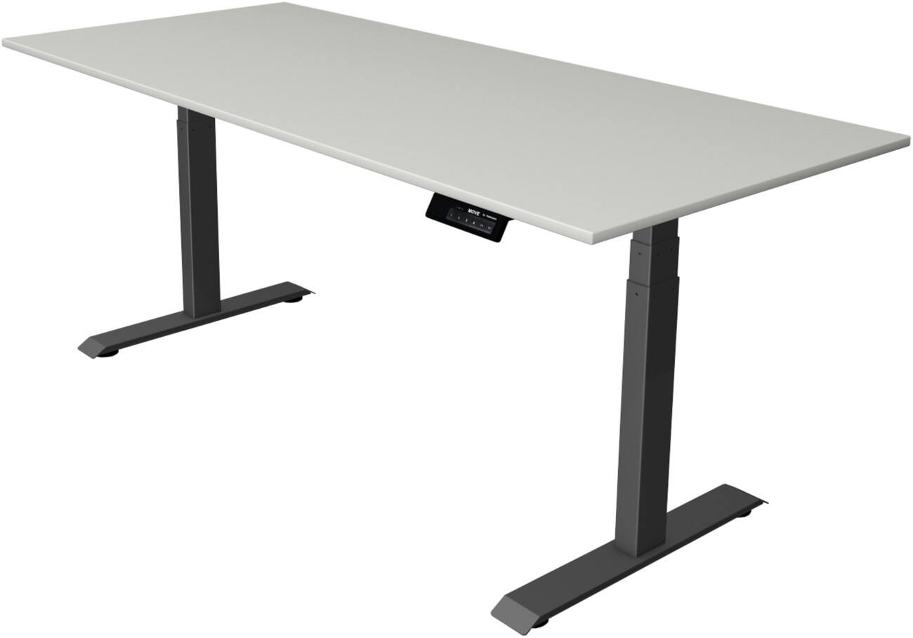Bureau assis-debout Kerkmann Hauteur ajustable électriquement Rectangulaire Piètement en T 1800 (l) x 800 (p) x 1270 (h) mm Acier, Aggloméré, Mélamine