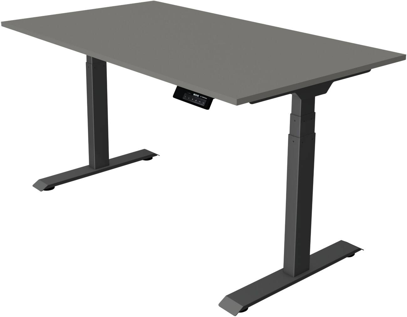 Bureau assis-debout Kerkmann Hauteur ajustable électriquement Rectangulaire Piètement en T 1400 (l) x 800 (p) x 1270 (h) mm Acier, Aggloméré, Mélamine