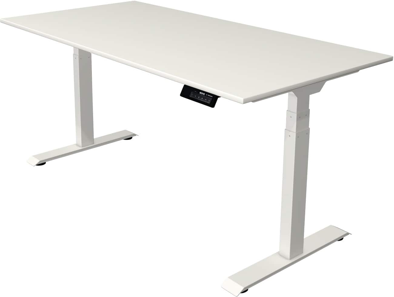 Bureau assis-debout Kerkmann Hauteur ajustable électriquement Rectangulaire Piètement en T 1600 (l) x 800 (p) x 1270 (h) mm Acier, Aggloméré, Mélamine