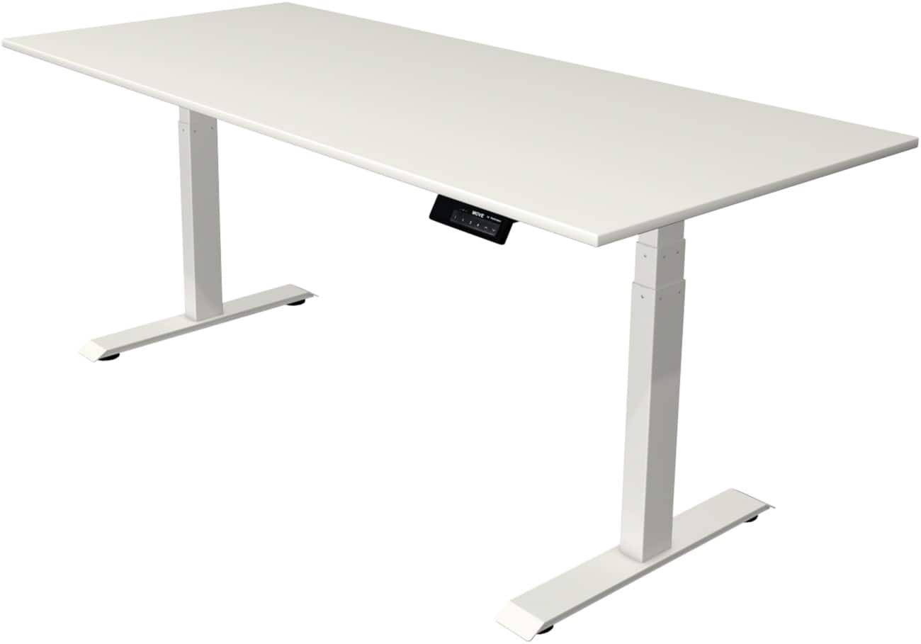 Kerkmann Elektrisch hoogteverstelbaar Zit-sta-bureau Rechthoekig T-voet 1,800(B) x 800 (D) x 1,270 (H) mm Melamine, Spaanplaat, Staal