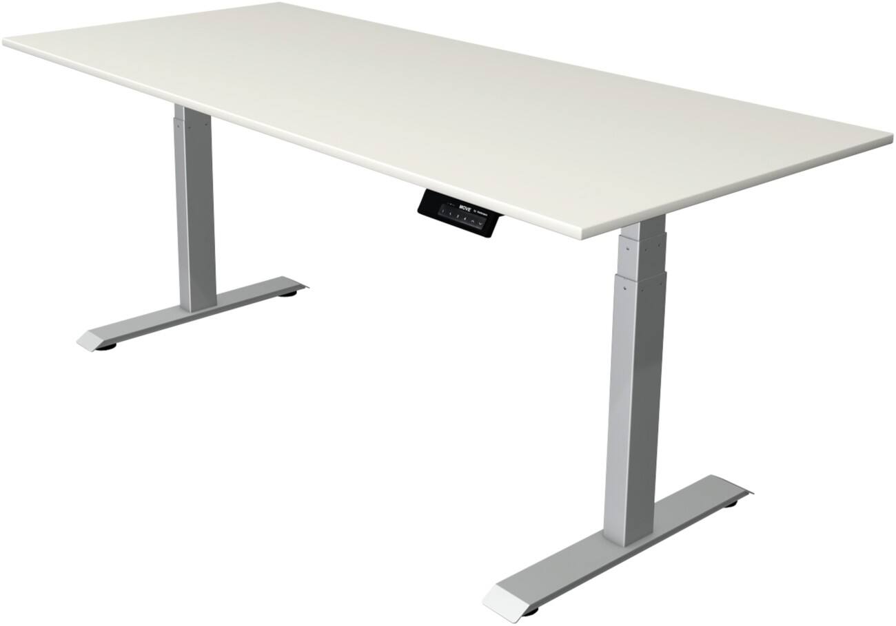 Bureau assis-debout Kerkmann Hauteur ajustable électriquement Rectangulaire Piètement en T 1800 (l) x 800 (p) x 1270 (h) mm Acier, Aggloméré, Mélamine