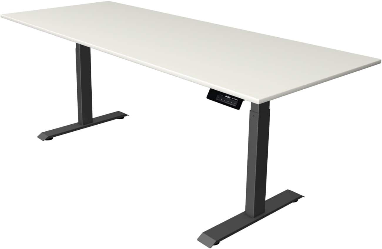 Kerkmann Elektrisch hoogteverstelbaar Zit-sta-bureau Rechthoekig T-voet 2,000(B) x 800 (D) x 1,270 (H) mm Melamine, Spaanplaat, Staal