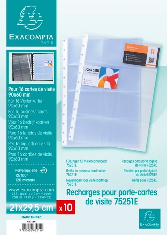 Exacompta Visitekaarthoesjes 86211E Transparant 22 x 5 x 30 cm Pak van 100 stuks