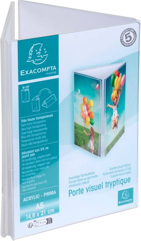 Porte-visuel Exacompta Office A5 En forme de T 15 (l) x 14,5 (p) x 21,2 (h) cm Transparent 10 unités