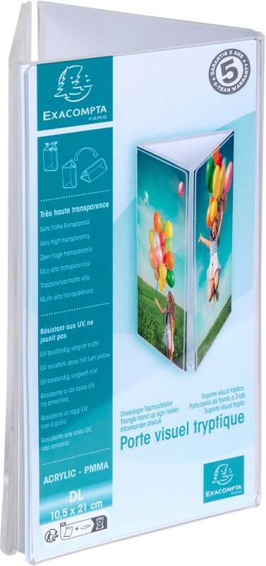 Porte-visuel Exacompta Office DL Triangulaire 9,5 (l) x 9,5 (p) x 21,2 (h) cm Transparent 10 unités
