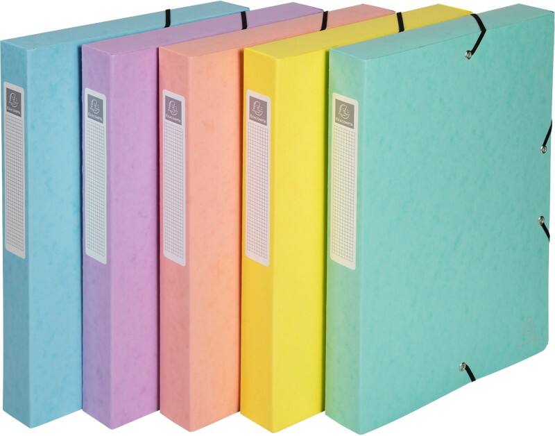 Exacompta Aquarel Archiefdoos 59550E A4 Gewafeld karton Elastiek 25 (B) x 2,5 (D) x 33 (H) cm Kleurenassortiment 25 mm 8 Stuks