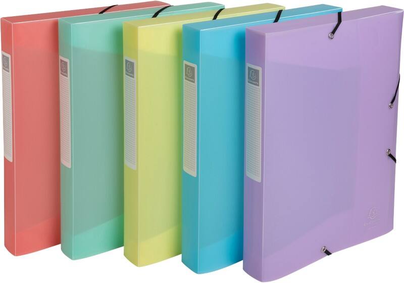 Exacompta Chromaline Pastel Archiefdoos 59270E A4 PP (Polypropeen) Elastiek 25 (B) x 4 (D) x 33 (H) cm Kleurenassortiment 40 mm 8 Stuks