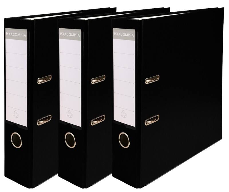 Classeur à levier Exacompta Large A4 75 mm Noir 2 Anneaux 918401SE Plastique  12 Unités