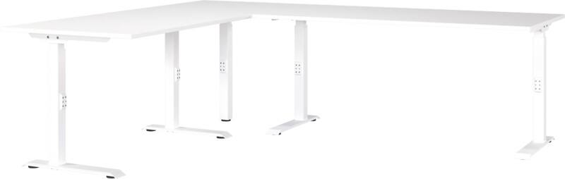 GERMANIA Hoogteverstelbaar Hoekbureau Metaal, spaanplaat Wit C-Voet 2,400 x 2,000 x 910 mm