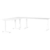 Bureau d'angle GERMANIA Hauteur réglable Aggloméré, Métal Blanc C-Pied 2400 x 2000 x 910 mm