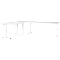 Bureau d'angle GERMANIA Hauteur réglable Aggloméré, Métal Blanc C-Pied 2400 x 2200 x 910 mm