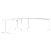 Bureau d'angle GERMANIA Hauteur réglable Aggloméré, Métal Blanc C-Pied 2600 x 2000 x 910 mm