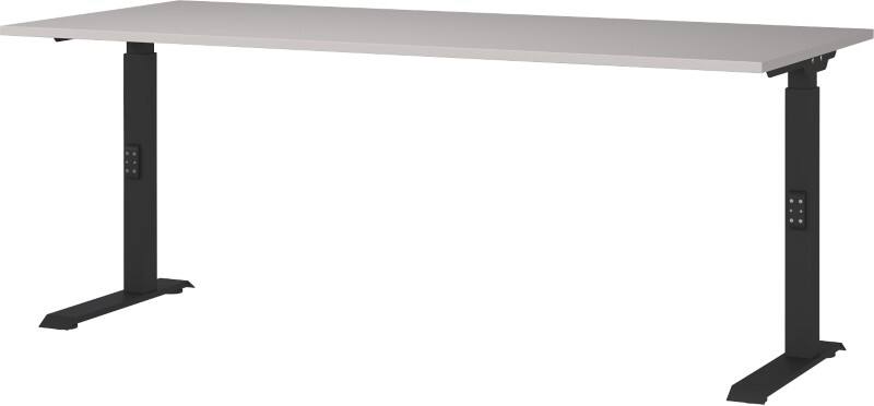 Bureau assis-debout GERMANIA Hauteur réglable Aggloméré, Métal Cachemire, noir C-Pied 1800 x 800 x 910 mm