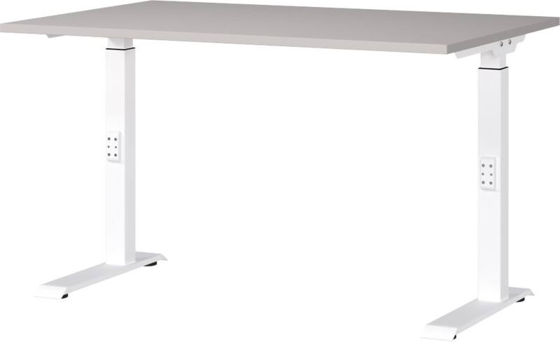 Bureau assis-debout GERMANIA Hauteur réglable Aggloméré, Métal Cachemire, blanc C-Pied 1200 x 800 x 910 mm
