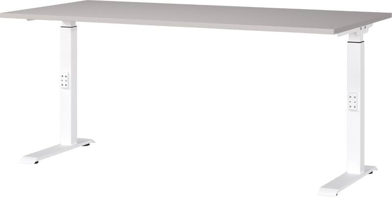 Bureau assis-debout GERMANIA Hauteur réglable Aggloméré, Métal Cachemire, blanc C-Pied 1600 x 800 x 910 mm