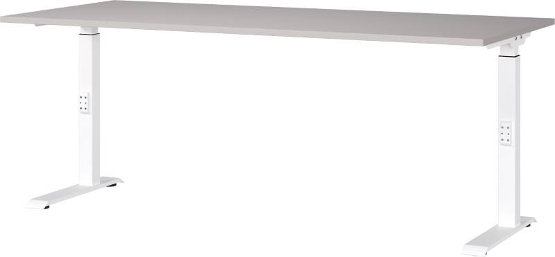 Bureau assis-debout GERMANIA Hauteur réglable Aggloméré, Métal Cachemire, blanc C-Pied 1800 x 800 x 910 mm