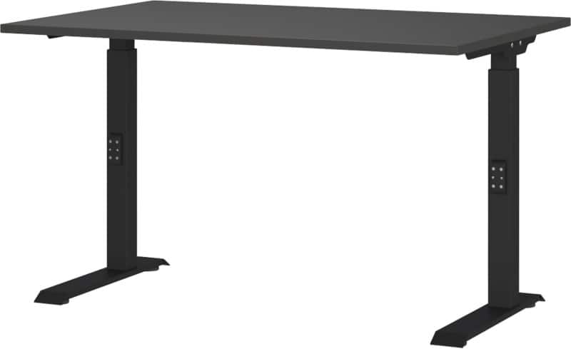 Bureau assis-debout GERMANIA Hauteur réglable Aggloméré, Métal Noir C-Pied 1200 x 800 x 910 mm