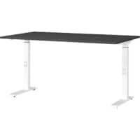 Bureau assis-debout GERMANIA Hauteur réglable Chêne Aggloméré, Métal Blanc C-Pied 1400 x 800 x 910 mm