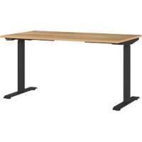 GERMANIA GW-Mailand Hoogteverstelbaar Zit-sta-bureau Bruin Eiken T-Voet 1,400 (B) x 800 (D) x 1,200 (H) mm Spaanplaat, metaal