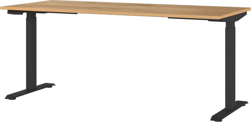 Bureau assis-debout GERMANIA Hauteur réglable Aggloméré, Métal Brun, noir T-Pied 1800 x 800 x 1200 mm