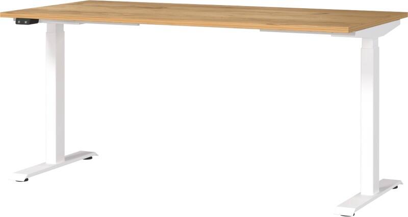 Bureau assis-debout GERMANIA GW-Mailand Hauteur ajustable Brun Chêne T-Pied 1600 (L) x 800 (P) x 1200 (H) mm Aggloméré, Métal